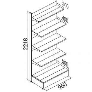 Wall-mounted rack with shelves