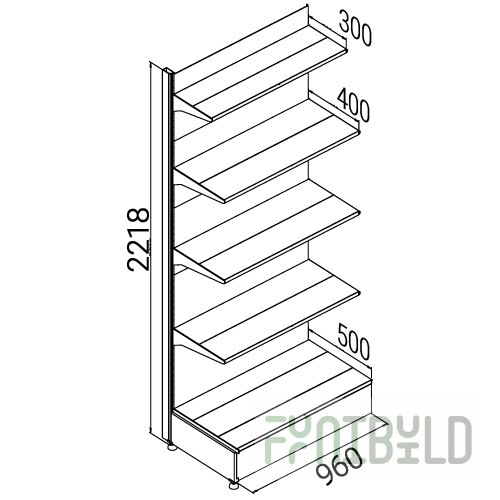 Wall-mounted rack with shelves