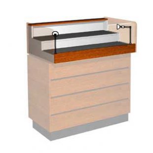Glass counter top with two shelves, with lighting, with a lock
