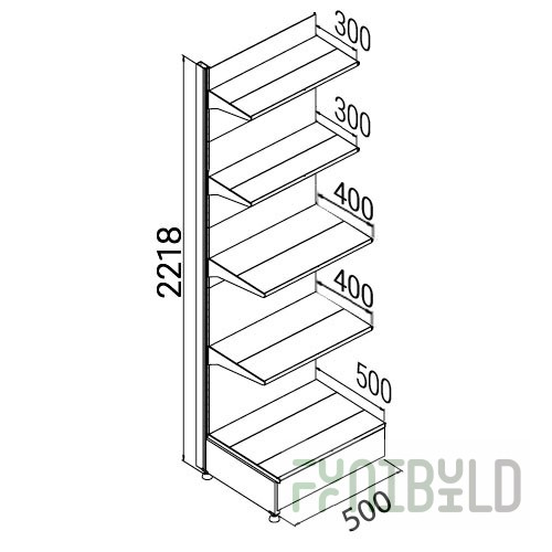 Wall-mounted rack with shelves