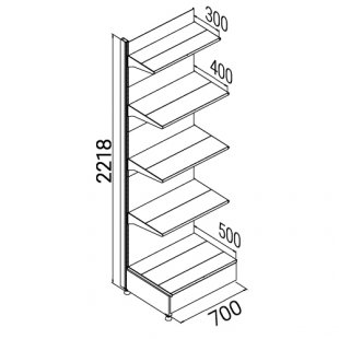 Wall-mounted rack with shelves