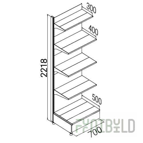 Wall-mounted rack with shelves