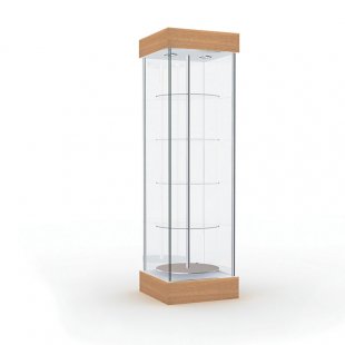 Display cabinet with lighting and rotating shelves (mirror back wall)