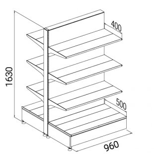 Island shelving (gondola) with shelves