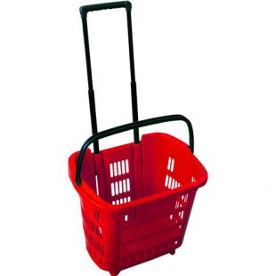 PLD-30 \ Plastic basket on wheels, 34 l (with retractable handle)