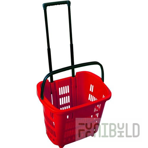 PLD-30 - Plastic basket on wheels, 34 l (with retractable handle)