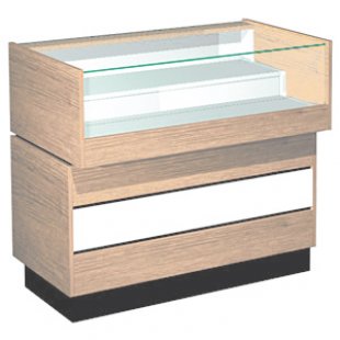 Glass counter with two shelves, glued glass
