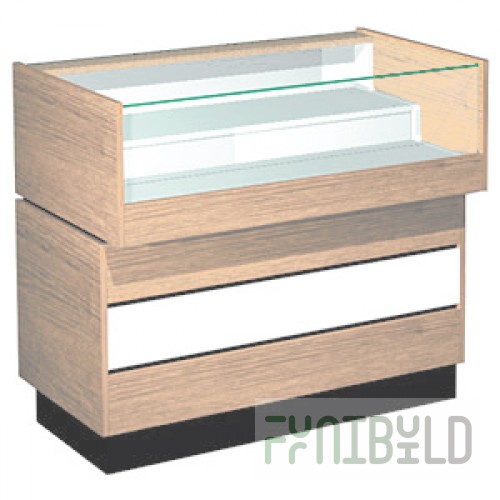 Glass counter with two shelves, glued glass