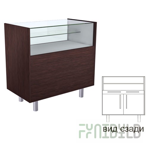 STP 001.007 - Counter with glass top, drawer and hinged doors