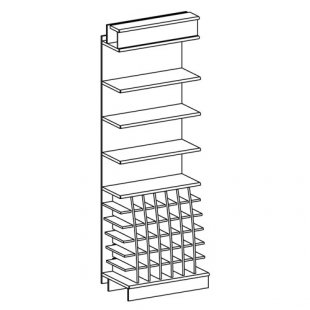 Wall-mounted rack with storage unit (chipboard shelves)