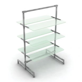 Hanger with perforated stand and glass shelves