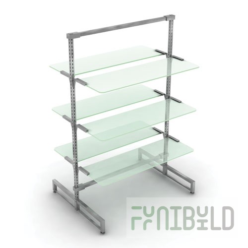 Hanger with perforated stand and glass shelves