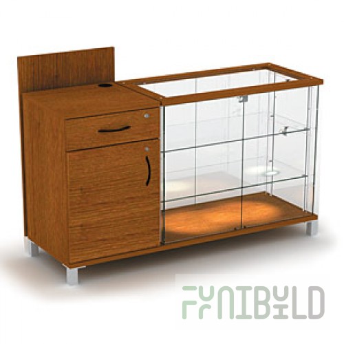 Octava 05 - Counter with 2 shelves without lighting, left, hinged doors