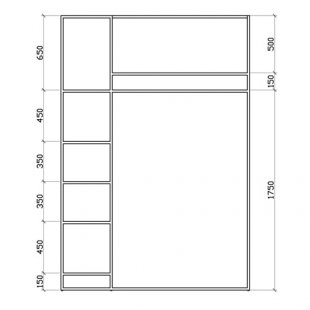 Unit 08L \ Shelf frame with crossbar and 5 shelves on the left