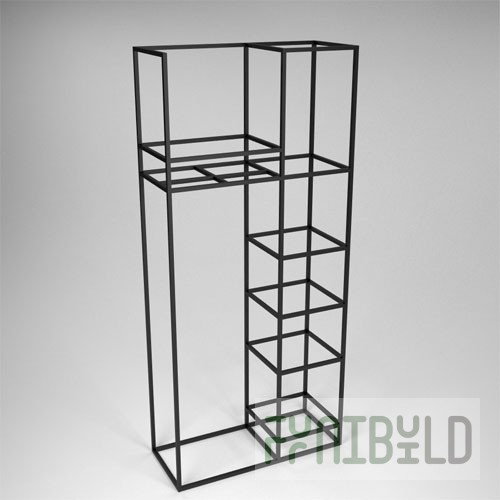 Unit 06R - Shelf frame with crossbar and 5 shelves on the right