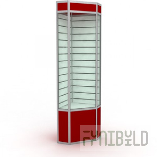 Corner showcase with lighting