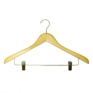 WS 009 \ Wooden clothes hangers with clips (clips)