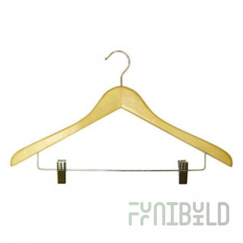 WS 009 - Wooden clothes hangers with clips (clips)