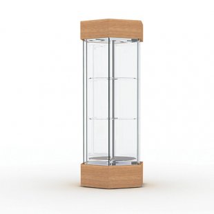 Display cabinet with lighting and rotating shelves (mirror back wall)