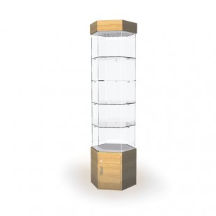 Display cabinet with lighting and storage (mirror back wall)
