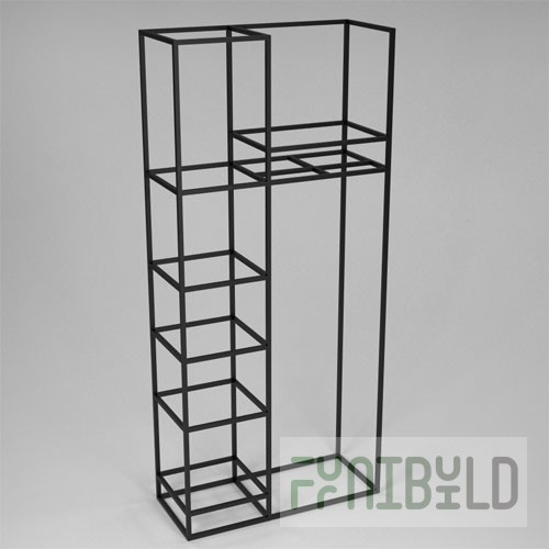 Unit 06L - Shelf frame with crossbar and 5 shelves on the left