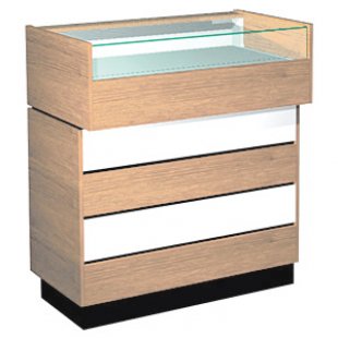 Glazed counter with one shelf, glued glass