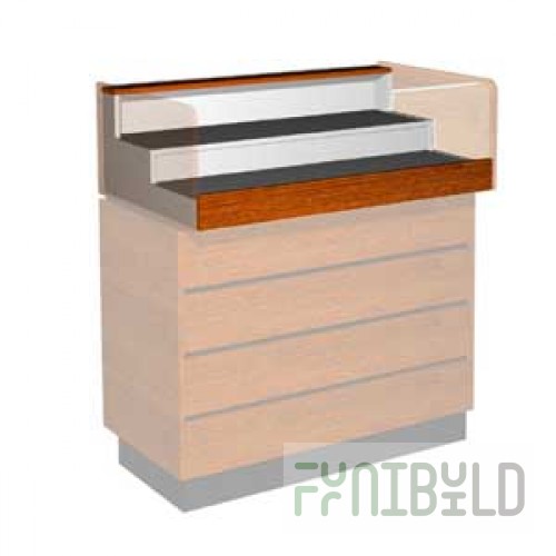 Glass counter top with two shelves, with lock