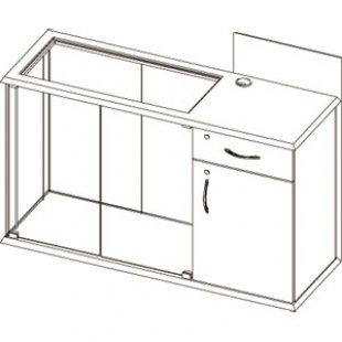 OKP.005-01 \ Counter with space for a cash register on the right without shelves and supports (2 doors + lock)