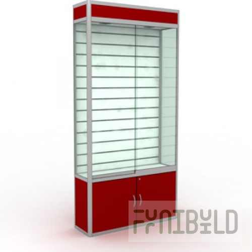 Narrow showcase with lighting