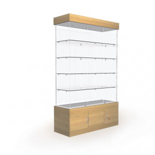 Showcase with lighting and storage