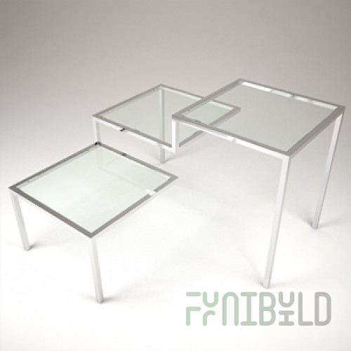 Three-tier table (frosted glass)