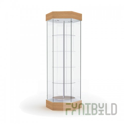 Display cabinet with lighting and rotating shelves (mirror back wall)