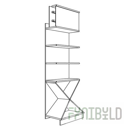Wall-mounted rack with storage unit (chipboard shelves)