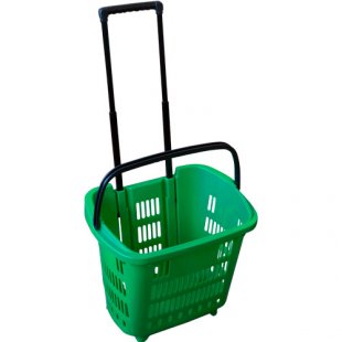 PLD-30 \ Plastic basket on wheels, 34 l (with retractable handle)