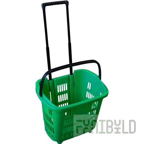 PLD-30 - Plastic basket on wheels, 34 l (with retractable handle)