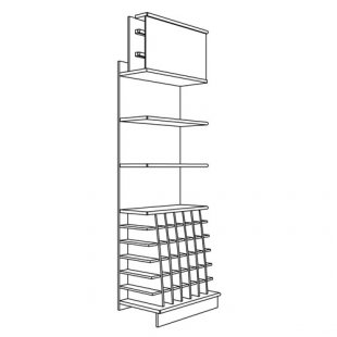 Wall-mounted rack with storage unit (chipboard shelves)