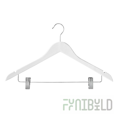 WS 009 - Wooden clothes hangers with clips (clips)
