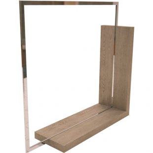 Hanger with podium made of chipboard under plastic