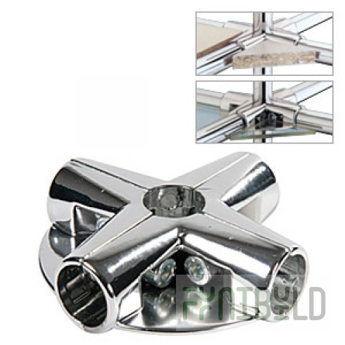 UNO 012 - Corner connector 5 pipes with 2 shelves