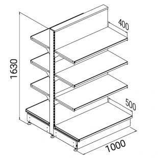 SK096P \ Island shelving unit with shelves