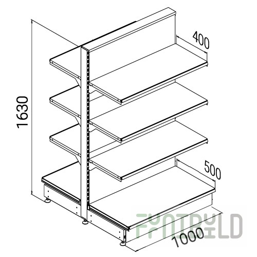 SK096P - Island shelving unit with shelves