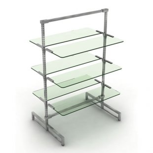 Hanger with perforated stand and glass shelves