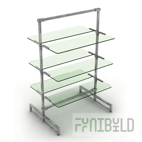 Hanger with perforated stand and glass shelves