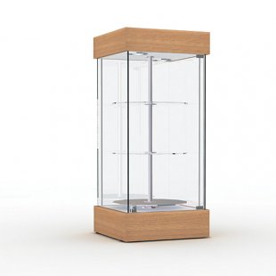 Display cabinet with lighting and rotating shelves (mirror back wall)
