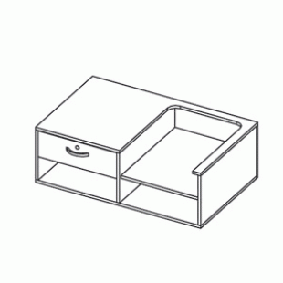 Top of a blind straight counter with space for a cash register