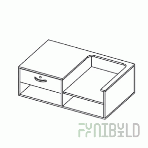 Top of a blind straight counter with space for a cash register