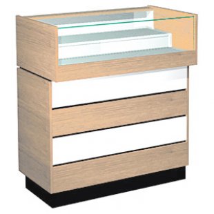 Glass counter with two shelves, glued glass