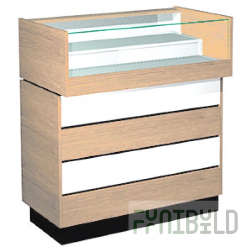 Glass counter with two shelves, glued glass