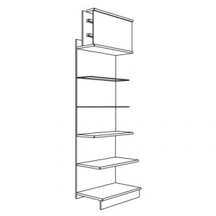 Wall-mounted shelving (chipboard/glass shelves)