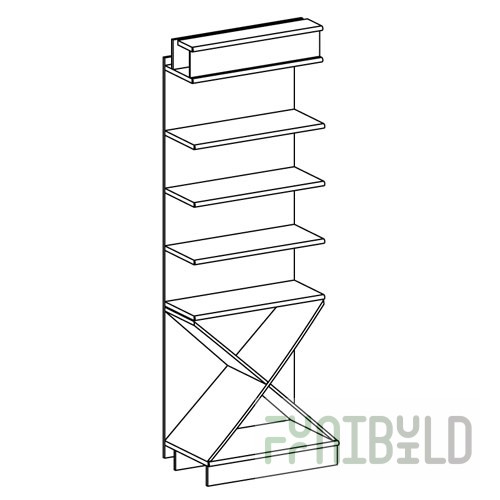 Wall-mounted rack with storage unit (chipboard shelves)